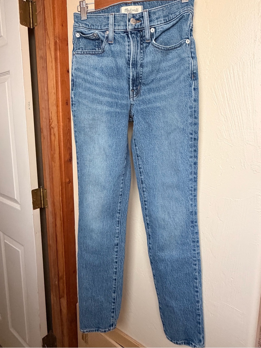 Madewell High-Rise Straight Jeans in Mid Wash Blue